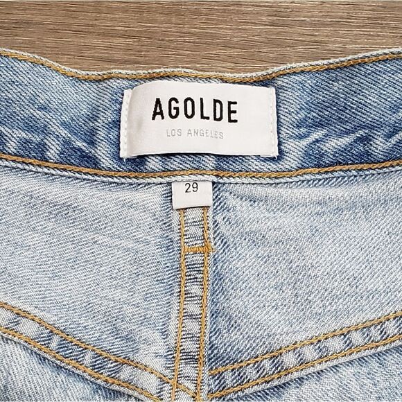 Agolde Riley High Rise Distressed Crop Jeans In Shatter Size 29 NWT - Picture 13 of 15